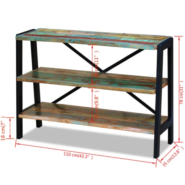  Side Table Multicolor Reclaimed wood and steel Small - Image 6