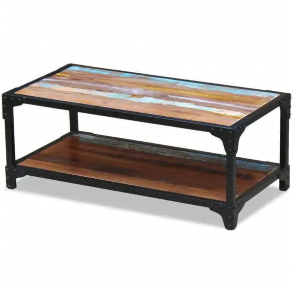 Coffee Table Multicolour Solid reclaimed wood, steel frame - Image 2