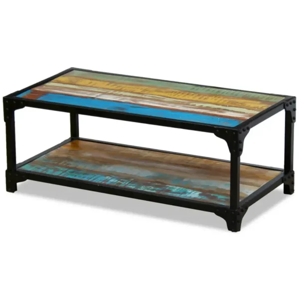 Coffee Table Multicolour Solid reclaimed wood, steel frame - Image 3