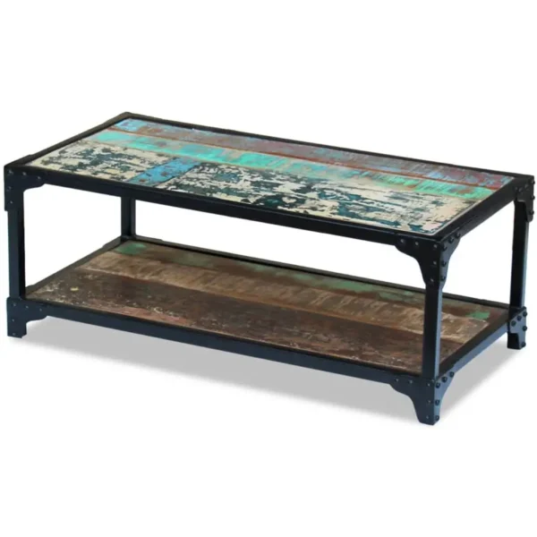 Coffee Table Multicolour Solid reclaimed wood, steel frame - Image 4