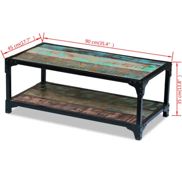 Coffee Table Multicolour Solid reclaimed wood, steel frame - Image 8