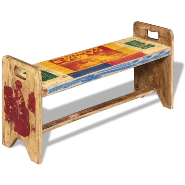 Bench Multicolor Solid reclaimed wood 39.4x11.8x19.7 in Durable - Image 2
