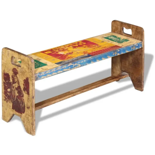 Bench Multicolor Solid reclaimed wood 39.4x11.8x19.7 in Durable - Image 3