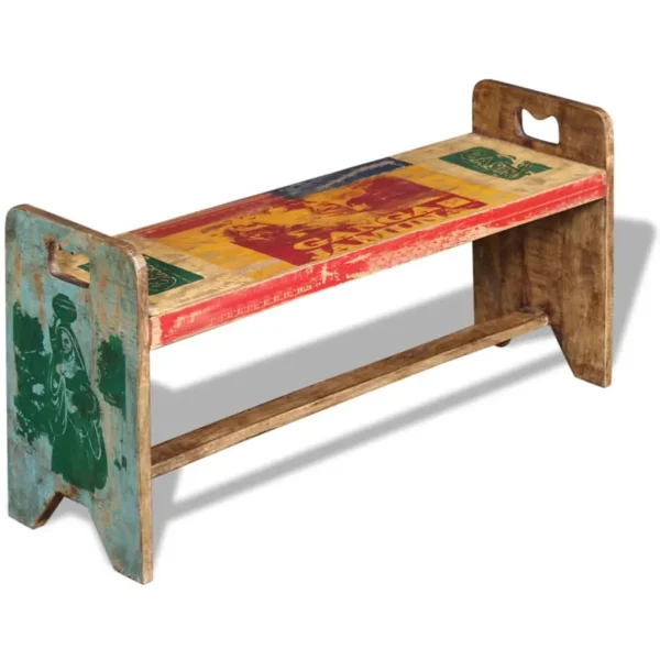 Bench Multicolor Solid reclaimed wood 39.4x11.8x19.7 in Durable - Image 4