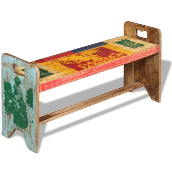 Bench Multicolor Solid reclaimed wood 39.4x11.8x19.7 in Durable - Image 5