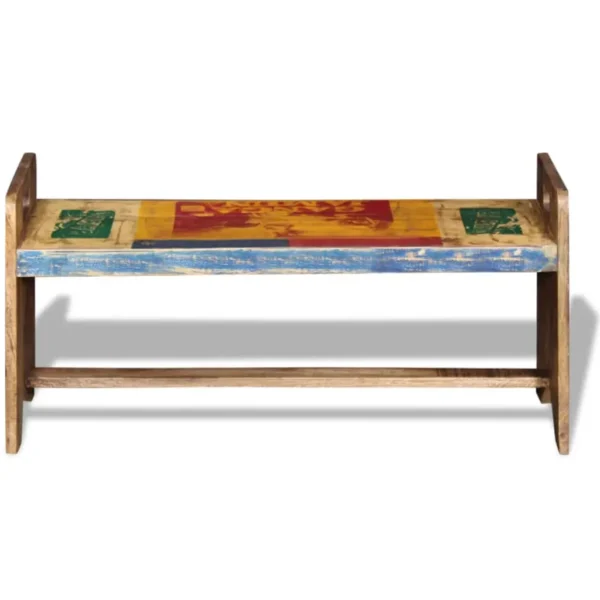 Bench Multicolor Solid reclaimed wood 39.4x11.8x19.7 in Durable - Image 6