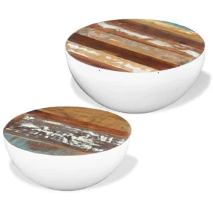 vidaXL Coffee Table Set of 2 Multicolour Reclaimed wood and steel