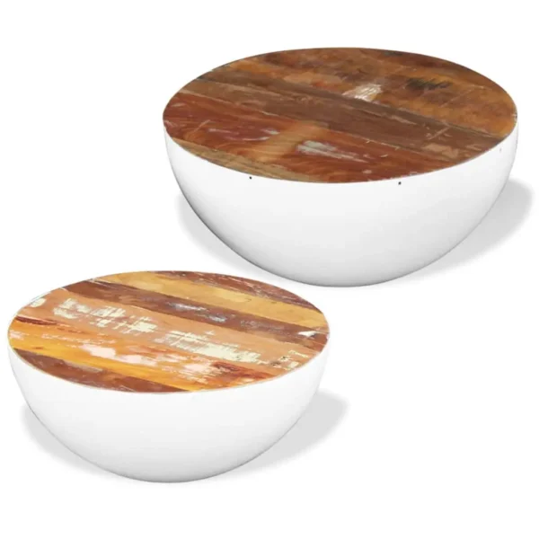 vidaXL Coffee Table Set of 2 Multicolour Reclaimed wood and steel - Image 2