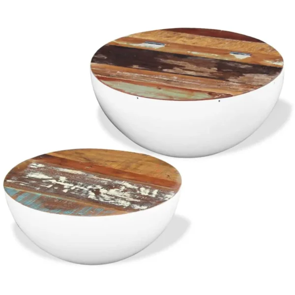 vidaXL Coffee Table Set of 2 Multicolour Reclaimed wood and steel - Image 5