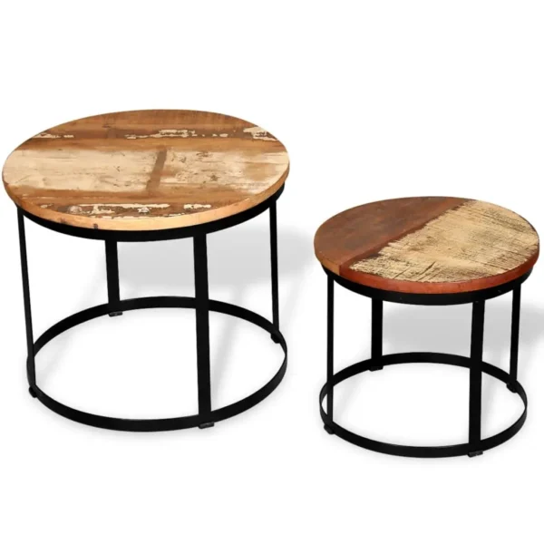 vidaXL Coffee Table Brown and Black Solid reclaimed wood and iron - Image 2