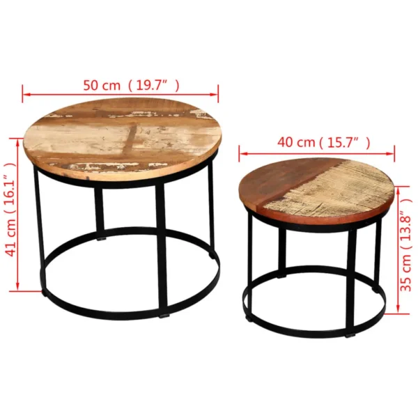 vidaXL Coffee Table Brown and Black Solid reclaimed wood and iron - Image 7