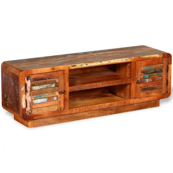  TV Cabinet Multicolored Solid reclaimed wood Medium TV Cabinet - Image 4