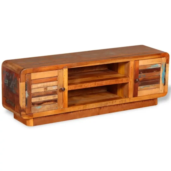  TV Cabinet Multicolored Solid reclaimed wood Medium TV Cabinet - Image 5