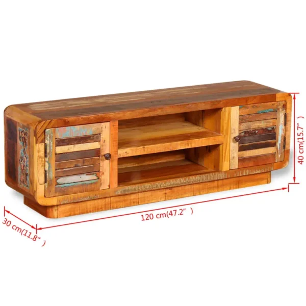  TV Cabinet Multicolored Solid reclaimed wood Medium TV Cabinet - Image 9