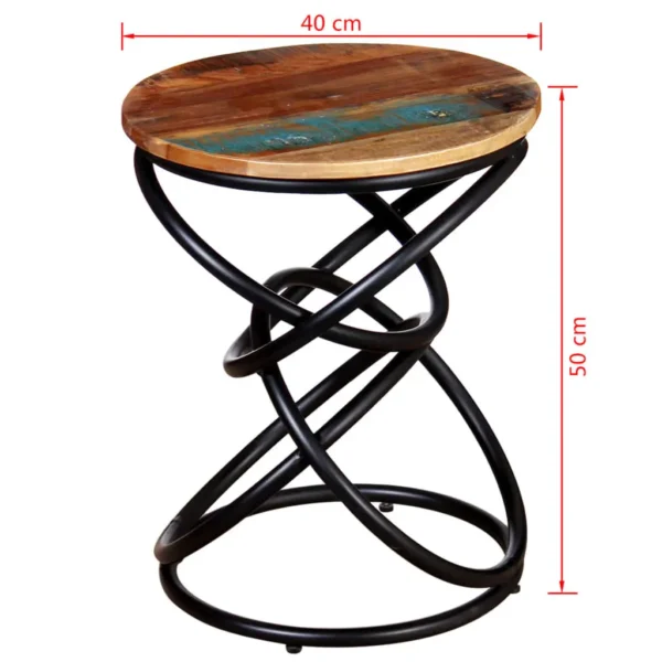 vidaXL End Table Multicolor Solid reclaimed wood top Medium Durable - Image 4