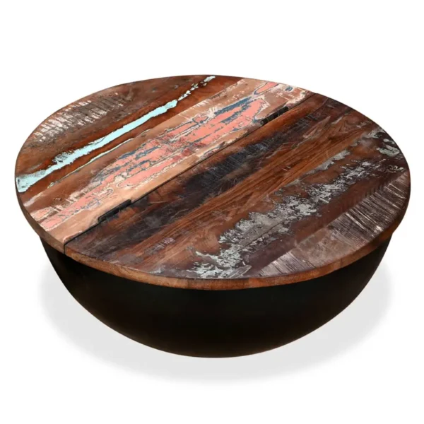 Coffee Table Multicolor Solid reclaimed wood and powder-coated steel - Image 2