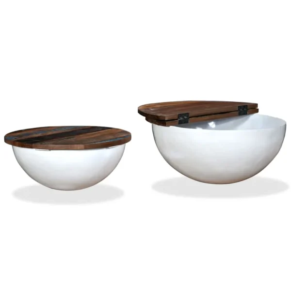 vidaXL Coffee Table Set of 2 Multicolor Solid Reclaimed Wood Small - Image 3