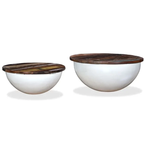 vidaXL Coffee Table Set of 2 Multicolor Solid Reclaimed Wood Small - Image 5