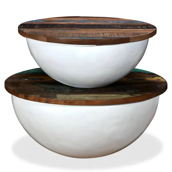 vidaXL Coffee Table Set of 2 Multicolor Solid Reclaimed Wood Small - Image 6