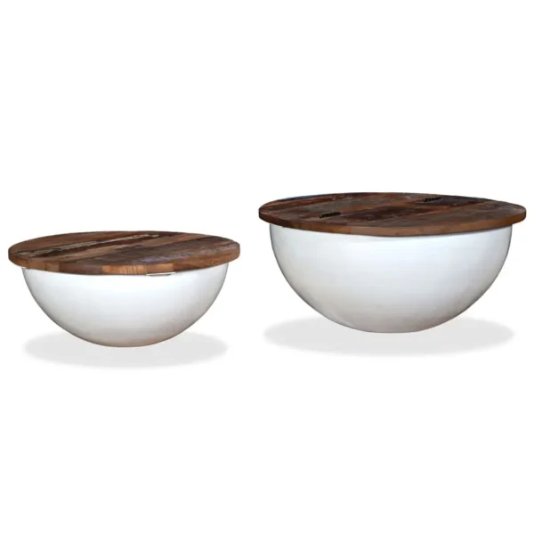 vidaXL Coffee Table Set of 2 Multicolor Solid Reclaimed Wood Small - Image 9