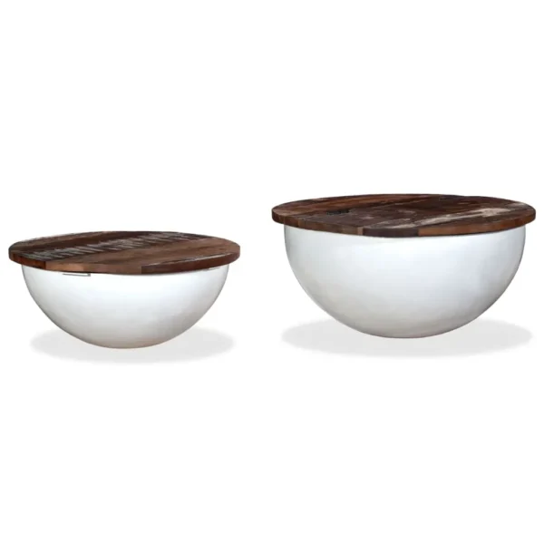 vidaXL Coffee Table Set of 2 Multicolor Solid Reclaimed Wood Small - Image 10
