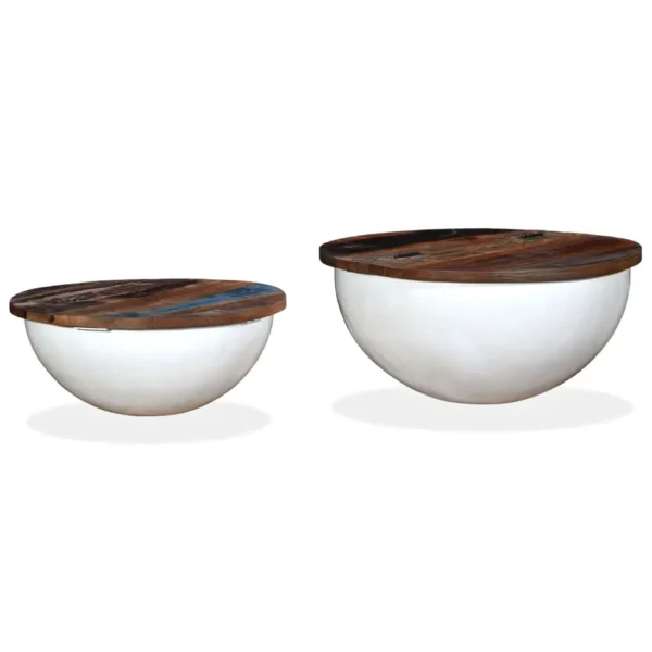 vidaXL Coffee Table Set of 2 Multicolor Solid Reclaimed Wood Small - Image 11