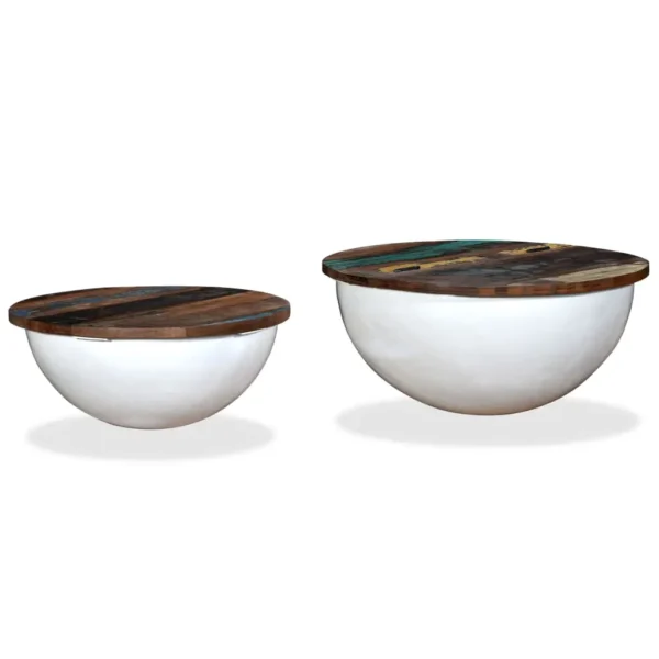 vidaXL Coffee Table Set of 2 Multicolor Solid Reclaimed Wood Small - Image 12