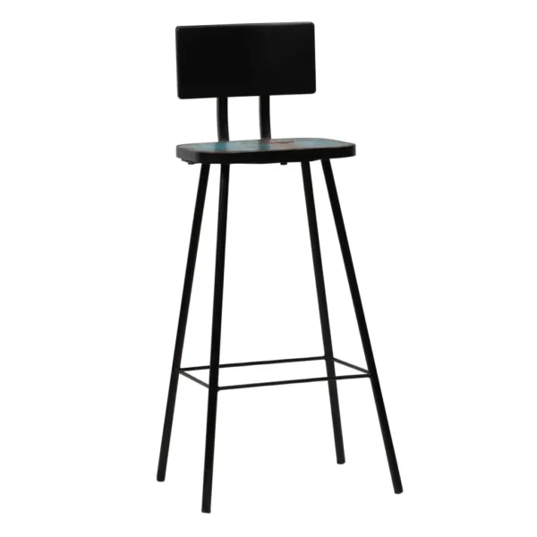 vidaXL Bar Chair Set of 4 Multicolour Solid reclaimed wood and steel - Image 7