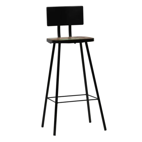 vidaXL Bar Chair Set of 4 Multicolour Solid reclaimed wood and steel - Image 8