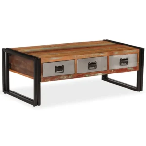 Coffee Table Multicolour Solid reclaimed wood, steel legs