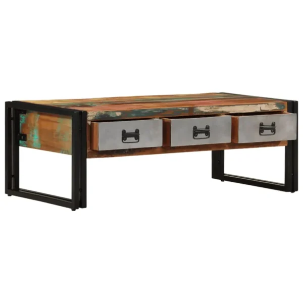 Coffee Table Multicolour Solid reclaimed wood, steel legs - Image 2