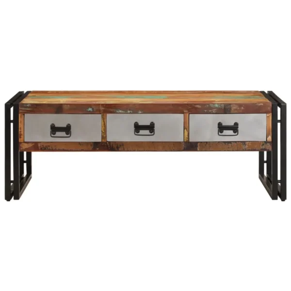 Coffee Table Multicolour Solid reclaimed wood, steel legs - Image 3