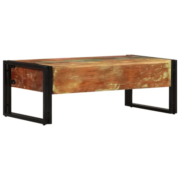 Coffee Table Multicolour Solid reclaimed wood, steel legs - Image 4