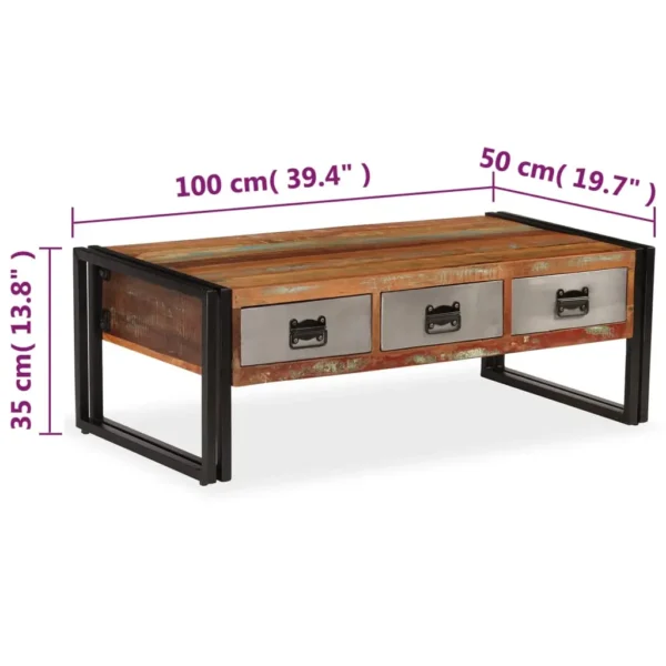 Coffee Table Multicolour Solid reclaimed wood, steel legs - Image 9