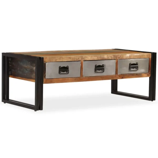 Coffee Table Multicolour Solid reclaimed wood, steel legs - Image 10