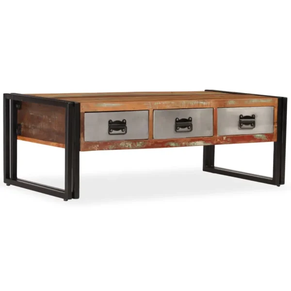 Coffee Table Multicolour Solid reclaimed wood, steel legs - Image 11