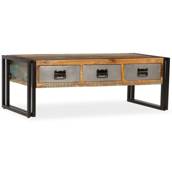 Coffee Table Multicolour Solid reclaimed wood, steel legs - Image 12