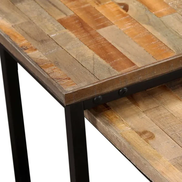 vidaXL Coffee Table Set of 2 Brown Reclaimed teak Large & Small - Image 4