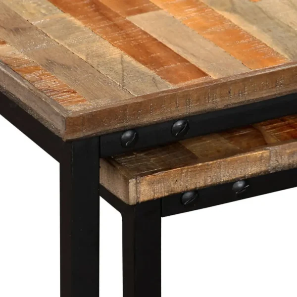 vidaXL Coffee Table Set of 2 Brown Reclaimed teak Large & Small - Image 6