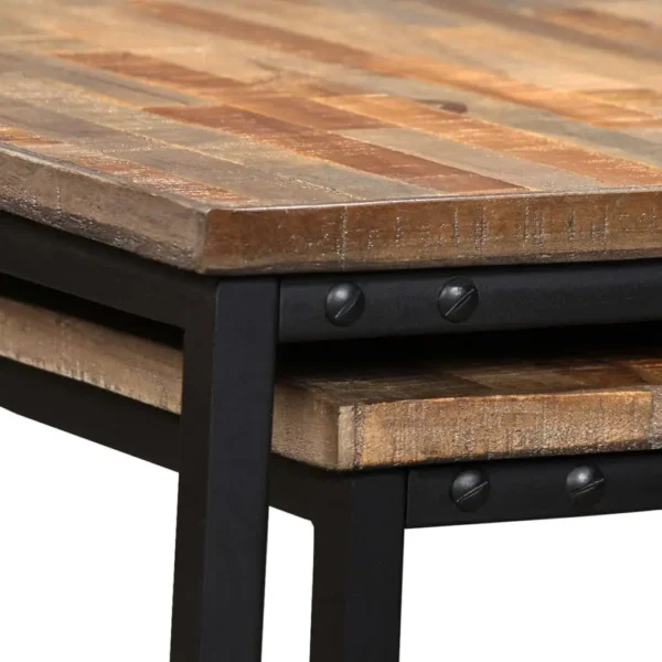 vidaXL Coffee Table Set of 2 Brown Reclaimed teak Large & Small - Image 8