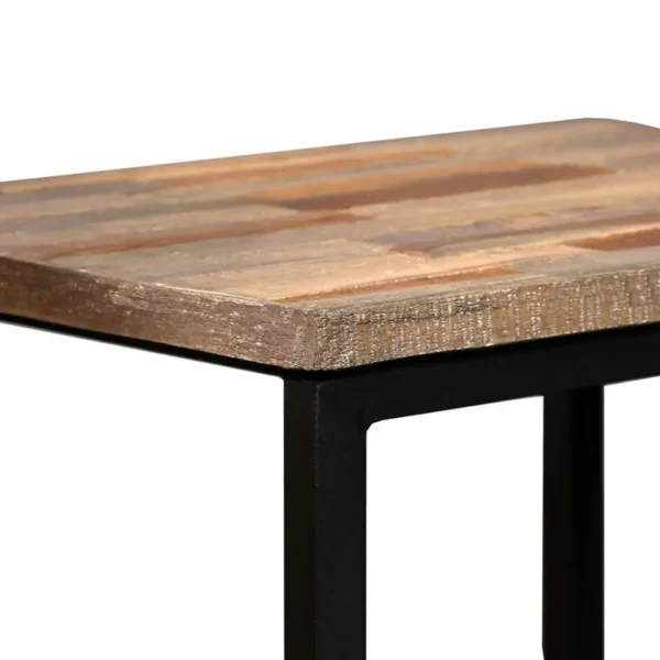 vidaXL Coffee Table Set of 3 Natural Wood, Black Reclaimed Teak, Steel - Image 5