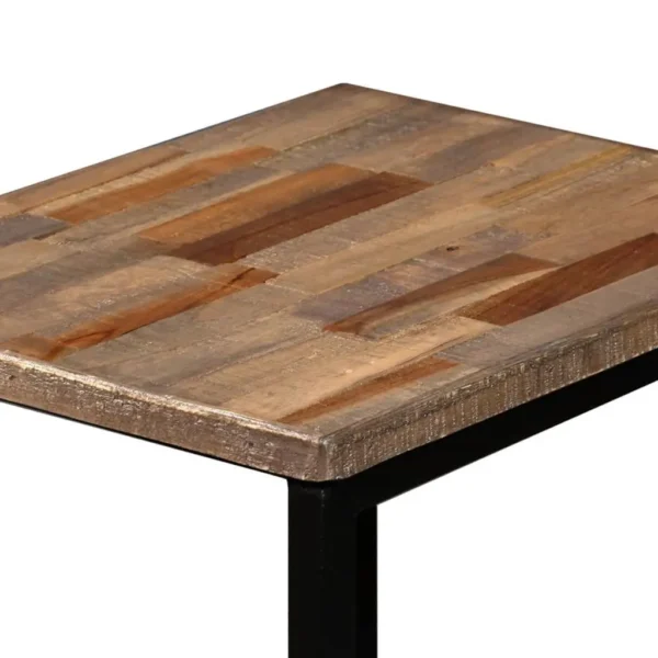 vidaXL Coffee Table Set of 3 Natural Wood, Black Reclaimed Teak, Steel - Image 7