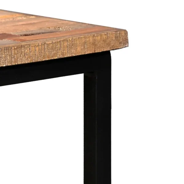 vidaXL Coffee Table Set of 3 Natural Wood, Black Reclaimed Teak, Steel - Image 8