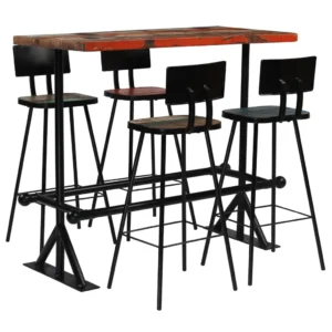 Bar Set Multicolor Solid Reclaimed Wood Standard Industrial