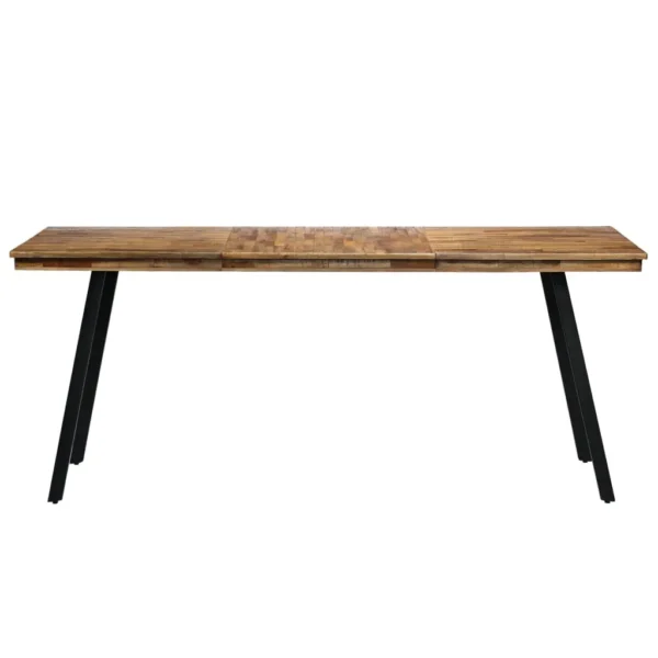 vidaXL Dining Table Natural wood color and black Reclaimed teak and steel - Image 2