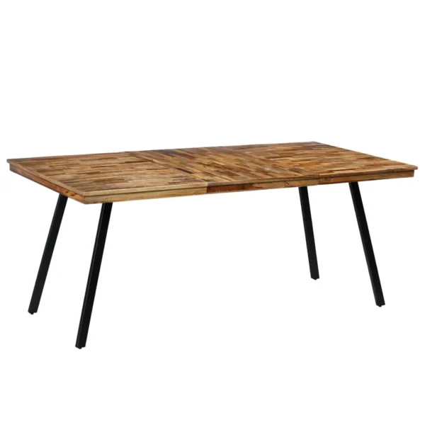 vidaXL Dining Table Natural wood color and black Reclaimed teak and steel - Image 8