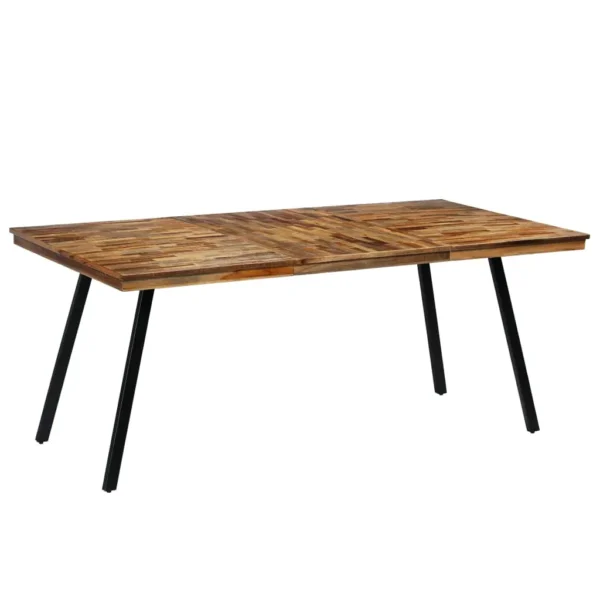 vidaXL Dining Table Natural wood color and black Reclaimed teak and steel - Image 9