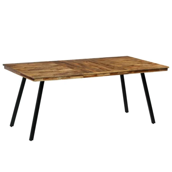 vidaXL Dining Table Natural wood color and black Reclaimed teak and steel - Image 11