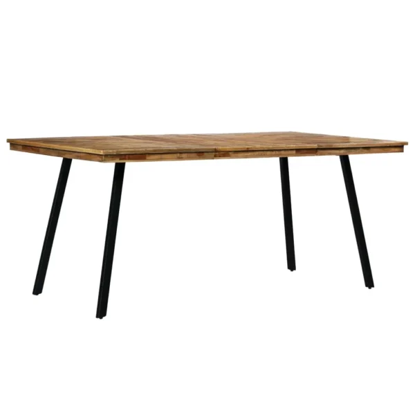 vidaXL Dining Table Natural wood color and black Reclaimed teak and steel - Image 12