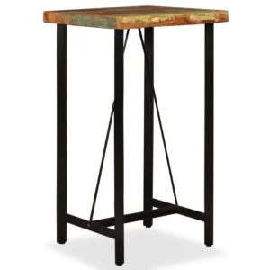 Bar Table Multicolored with black legs Reclaimed wood and steel